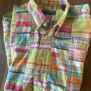 Vintage madras patchwork men’s shirt,XL